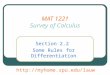 MAT 1221 Survey of Calculus Section 2.2 Some Rules for Differentiation