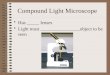 Compound Light Microscope Has _____ lenses Light must ________________object to be seen