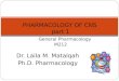 Dr. Laila M. Matalqah Ph.D. Pharmacology PHARMACOLOGY OF CNS part 1 General Pharmacology M212