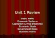 Unit 1 Review Basic Terms Economic Systems Capitalism  Free Enterprise Economic Goals Government Roles Business Forms
