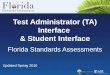 Test Administrator (TA) Interface  Student Interface Florida Standards Assessments Updated Spring 2016