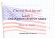Constitutional Law I The Administrative State Nov. 1, 2004