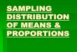 SAMPLING DISTRIBUTION OF MEANS  PROPORTIONS. SAMPLING AND SAMPLING VARIATION Sample Knowledge of students No. of red blood cells in a person Length of