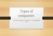 Types of companies Joint Stock company, Corporation  S Corporation/an LLC
