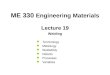 Lecture 19 Welding ME 330 Engineering Materials Terminology Metallurgy Weldability Defects Processes Variables