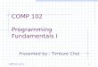 COMP102 Lab 111 COMP 102 Programming Fundamentals I Presented by : Timture Choi
