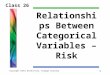 Copyright 2011 Brooks/Cole, Cengage Learning Relationships Between Categorical Variables  Risk Class 26 1