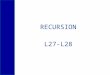 RECURSIONL27-L28. To learn and the following concepts To design a recursive algorithm To solve problems…