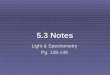 5.3 Notes Light & Spectrometry Pg. 136-149. Objectives   Appreciate the phenomenon of how an atom…