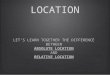 LOCATION LET’S LEARN TOGETHER THE DIFFERENCE BETWEEN ABSOLUTE LOCATION AND RELATIVE LOCATION LET’S…