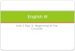 Unit 2 Day 3– Beginning of the Crucible English III