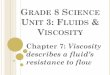 Grade 8 Science Unit 3: Fluids & Viscosity - First Class Loginmail.nlesd.ca/~david_cashin/Sci 8/8 Unit 3 Ch7 Slideshow 09.pdf · GRADE 8 SCIENCE UNIT 3: FLUIDS & VISCOSITY Chapter