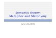 Semantic theory: Metaphor and Metonymy - uni- · PDF fileMetaphor and Metonymy June 28,2005. ... cognitive domains ... imagine that they are as active in the semantics as the