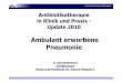 Ambulant erworbene Pneumonie - uniklinikum · PDF fileModifizierter ATS-Score • Major Kriterien – Intubation und maschinelle Beatmung – Katecholamintherapie > 4h • Minor Kriterien