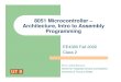 8051 Microcontroller – Architecture, Intro to Assembly ...hayatwali.weebly.com/uploads/5/8/3/5/5835489/class2.pdf · 8051 Microcontroller – Architecture, Intro to Assembly Programming