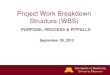 Project Work Breakdown Structure (WBS) - University  · PDF filePURPOSE, PROCESS & PITFALLS Project Work Breakdown Structure (WBS) September 28, 2012