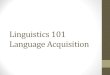 Linguistics 101 Language Acquisition - University of …udel.edu/~dlarsen/ling101/slides/Languageacquisition.pdf · Linguistics 101 Language Acquisition . ... human children... •learn