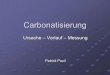 Ursache â€“ Verlauf â€“ Messung 1. Was ist Carbonatisierung? 2. Ursache 3. Folgen der Carbonatisierung 4. Verlauf 5. Einflussgren 6. Abschtzung der Carbonatisierungstiefe
