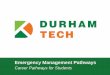 Emergency Management Pathways - Durham Technical · PDF fileEmergency Management Pathways Career Pathways for Students. Emergency Management Pathways Emergency Management Degree. Public
