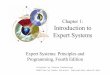 Chapter 1: Introduction to Expert Systems · PDF file · 2014-12-15Chapter 1: Introduction to Expert Systems Expert Systems: Principles and ... •Learn the meaning of an expert system