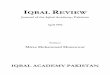 IQBAL REVIEW -  · PDF fileTitle : Iqbal Review (April 1992) ... Kashmir, which is a part of ... the image of desire and the motif of journey are the examples of eternal