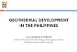 GEOTHERMAL DEVELOPMENT IN THE · PDF fileHISTORY OF PHILIPPINE GEOTHERMAL DEVELOPMENT . Pre-Geothermal Development (prior to 1977) The Commission on Volcanology laid the foundation