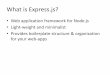 What is Express.js? - cs.toronto.edumashiyat/csc309/Lectures/express.pdf · What is Express.js? •Web application framework for Node.js •Light-weight and minimalist •Provides