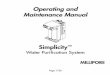 Operating and Maintenance Manual - S-A-LE · PDF fileMILLIPORE Operating and Maintenance Manual Simplicity ... Manufacturer : MILLIPORE S.A.S., 67120 MOLSHEIM, FRANCE Trademarks