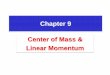 Chapter 9 Center of Mass & Linear Momentum - PHYSICS 09.pdf · Center of Mass & Linear Momentum . ... What remains on the right hand side is the vector sum of all the external forces