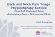 Back and Neck Pain Triage Physiotherapy Service · PDF fileBack and Neck Pain Triage Physiotherapy Service ... 0 5 10 15 20 25 30 35 Physio RNSH Hydrotherapy Physio local Chronic pain