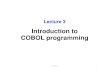 Introduction to COBOL programming -  · PDF file · 2008-02-05Introduction to COBOL programming. Lecture 3 2 ... 10 TODAYS-DAY PIC 99. 10 ... Sentences and Statements