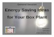 Energy Saving Ideas for Your Box Plant - · PDF fileLED exit signs. Plant Lighting ... • This will reduce your demand charge from your power company. Operations ... Energy Saving