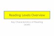 Reading Levels Overview - The Syracuse City School ... Levels... · Describe qualitative dimensions of text ... Books at similar levels have similar characteristics. ... Readers often
