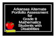 Arkansas Alternate Portfolio Assessment for Grade 9 Mathematics ... · PDF fileArkansas Alternate Portfolio Assessment for Grade 9 Mathematics Students with Disabilities. Who qualifies
