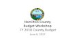 Hamilton County Budget Workshop FY 2018 County …hamiltontn.gov/pdf/docs/Budget Workshop FY 2018 - 3 of 3 (Overall...–Overall County Budget (June 6, 2017) • Budget Hearings: May