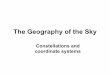 The Geography of the Sky - SFSU Physics & Astronomy. Celestial sphere.pdfThe Local Sky Zenith: The point directly overhead Horizon: All points 90 away from zenith Meridian: Line passing