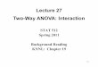 Lecture 27 Two-Way ANOVA: Interactionghobbs/STAT_512/Lecture_Notes/ANOVA/Topic… · Lecture 27 Two-Way ANOVA: Interaction STAT 512 Spring 2011 Background Reading ... • In fact