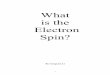 What is the Electron Spin? · What is the electron spin? ... The simplest model of electron spin is a spinning electrically charged ball, similar to the earth rotating about its own