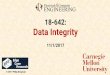18-642: Data Integrity - Carnegie Mellon University · Memory & data integrity Detecting data corruption: – Mirroring, Parity & SECMED codes, Checksum, CRC – If data word consistent