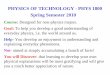 PHYSICS OF TECHNOLOGY - PHYS 1800 Spring … … ·  · 2010-01-15• Lecture notes available on Web at: , ... Date Day Lecture Chapter Homework Due PHYSICS OF TECHNOLOGY Spring