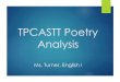 TP-CASTT Poetry Analysis - Weeblymsturnerenglish.weebly.com/.../tpcastt_powerpoint.pdf · TPCASTT Poetry Analysis Ms. Turner, English I 1 1/09 Poetry Unit: TP-CASTT - Blume. TPCASTT