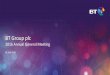 BT Group plc - SINet€¦ ·  · 2018-01-25– aim to help 10m people overcome social disadvantage by 2020 ... Pay progressive dividends . BT Group plc 2016 Annual General Meeting