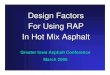 Design Factors For Using RAP In Hot Mix Asphalt - … Factors For Using RAP In Hot Mix Asphalt ... High quality aggregate Asphalt binder No ... then added to aggregate. If no blending: