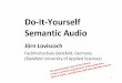 DIY Semantic Audio - Jörn Loviscach Feature Extraction Machine Learing User Interface Offline Real-time C/C++/Java MATLAB® Pure Data, Max/MSP Stand-alone Web Service Active Development
