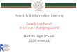 Year 8 & 9 Information Evening Excellence for all in an ... · Year 8 & 9 Information Evening Excellence for all ... set targets and practice is very evident through exceptional examples