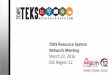 TEKS Resource System Network Meeting - ESC12 RS... ·  ... •210 revised items ... Social Studies 