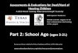 Assessments & Evaluations for Deaf/Hard of Hearing … & Evaluations for Deaf/Hard of Hearing Children A 2015 Parent Training Video Series brought to you by Part 2: School Age (ages