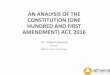 AN ANALYSIS OF THE CONSTITUTION (ONE … ANALYSIS OF THE CONSTITUTION (ONE HUNDRED AND FIRST AMENDMENT) ACT, 2016 By:- Puneet Agrawal Partner Athena Law Associates Why a Constitution