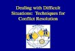 Dealing with Difficult Situations: Techniques for with Difficult Situations: Techniques for Conflict Resolution . Conflict can occur at many points in an exchange year. Youth Exchange