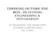 THINKING OUTSIDE THE BOX - IN SYSTEMS …/ · BOX - IN SYSTEMS ENGINEERING & INTEGRATION Dr. Howard Eisner - Prof. Emeritus (GW) TUTORIAL for INCOSE (4 Hrs) ... (CROSBY - DIRFT) …